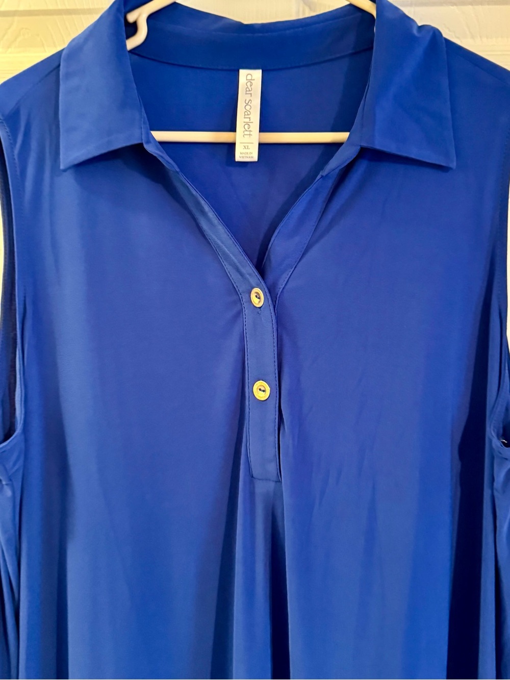 Dear Scarlett Sleeveless Collared Ruffled Hem Dress - Blue - Picture 2 of 5